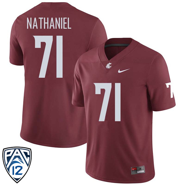 Men #71 Jonathan Nathaniel Washington State Cougars College Football Jerseys Sale-Crimson